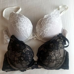 Lot of 2 Maidenform Underwire Pushup Bras 32C